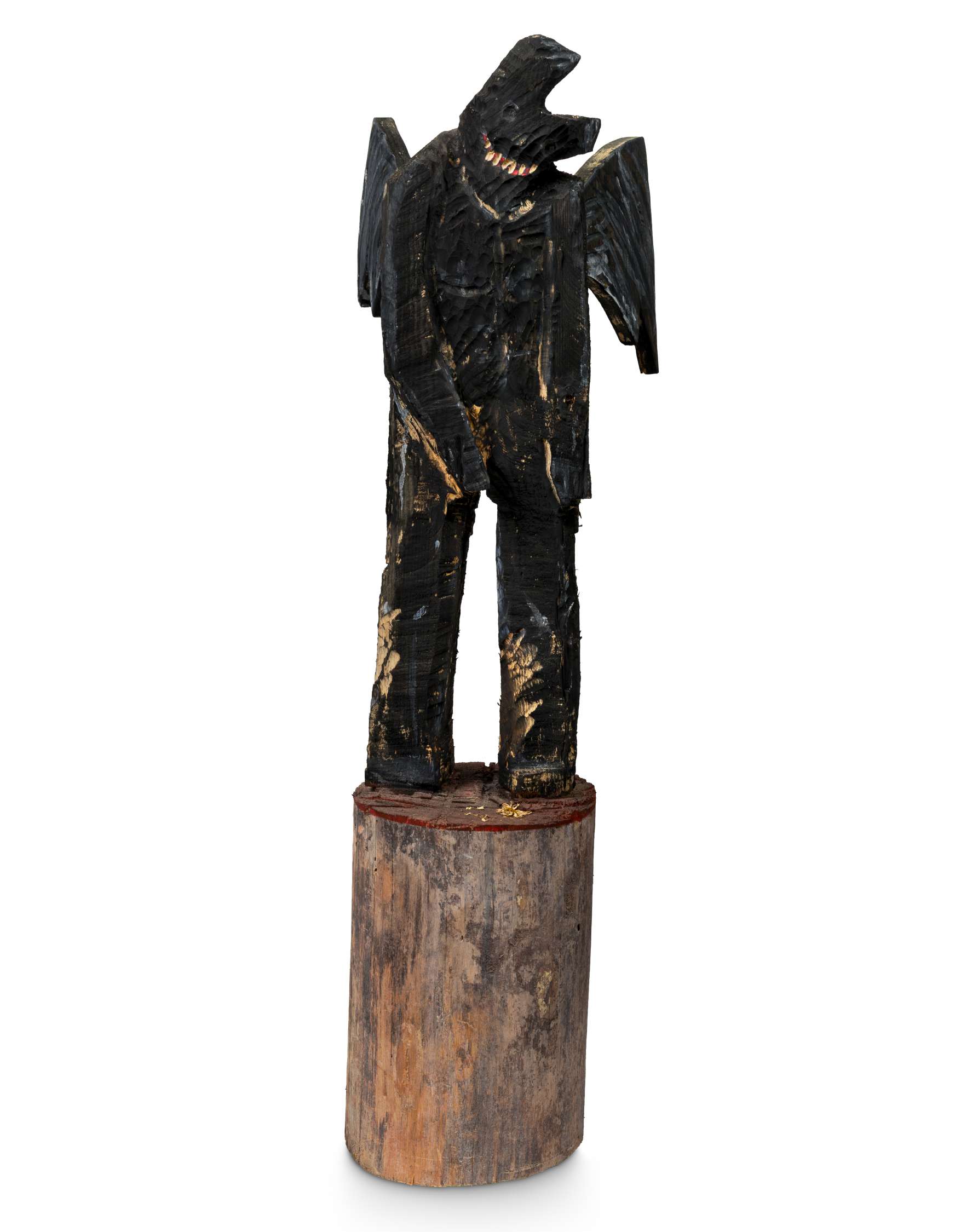 Wooden sculpture titled Demon 2